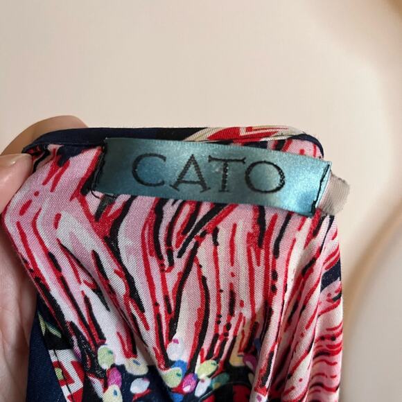 VINTAGE CATO navy multi tribal Aztec boho kaftan swim coverup size Medium/Large - Picture 6 of 6